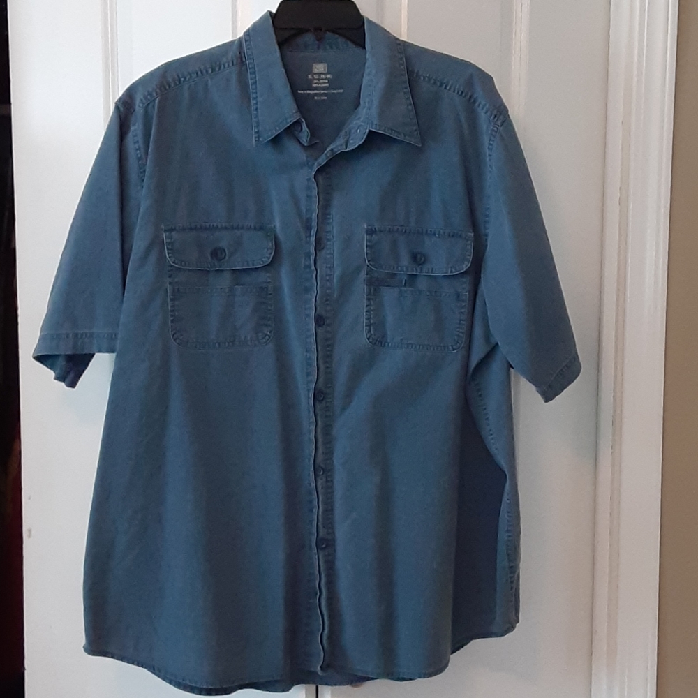FADED GLORY Short Sleeve Button Down Shirt, XL